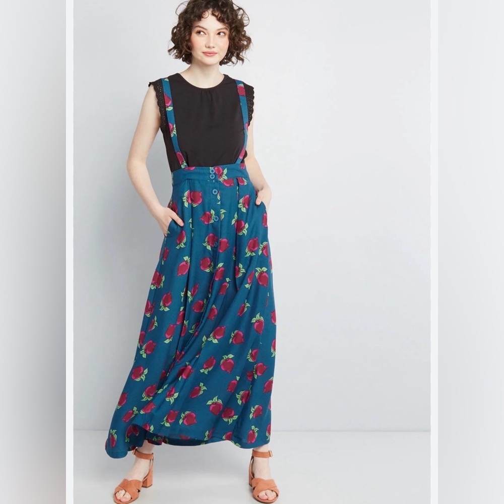 ModCloth Pinafore Perfection Print Maxi Skirt size large - Picture 4 of 8
